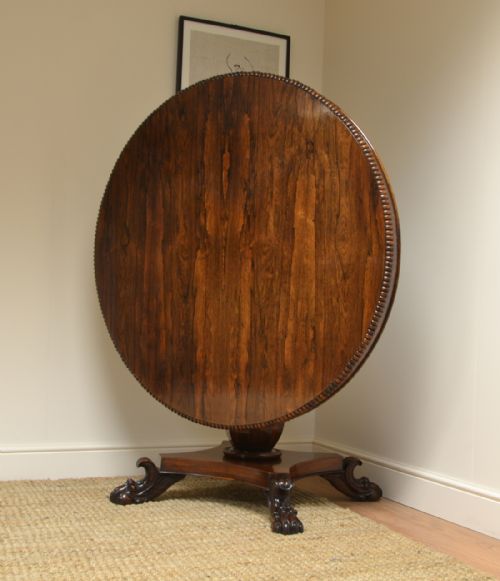 fig 1. Spectacular Large William IV Figured Rosewood Antique Circular Dining Table