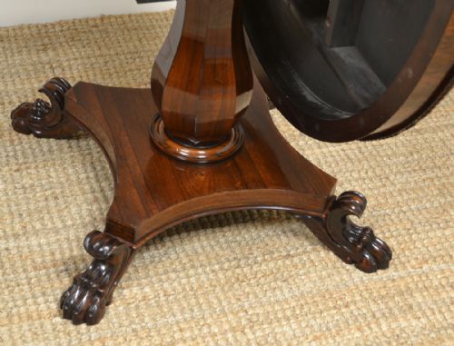 fig 2. Spectacular Large William IV Figured Rosewood Antique Circular Dining Table