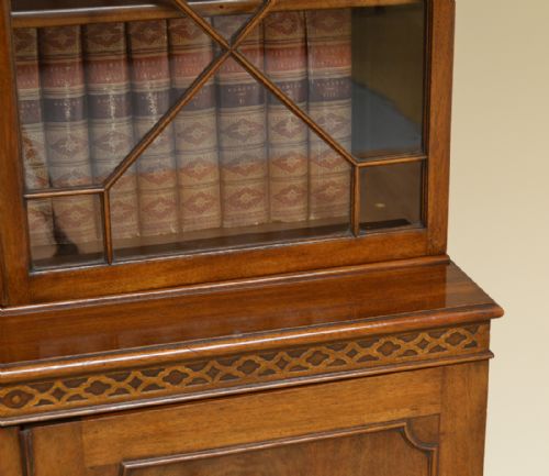 fig 1. Superb Edwardian Astragal Glazed Mahogany Bookcase on Cupboard