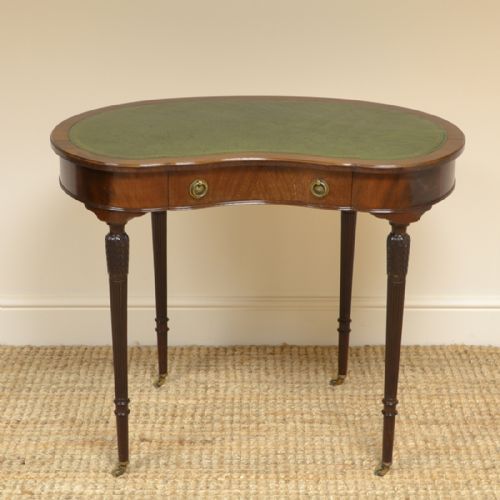 Edwardian Mahogany Maple & Co Kidney Shaped Antique Writing Table