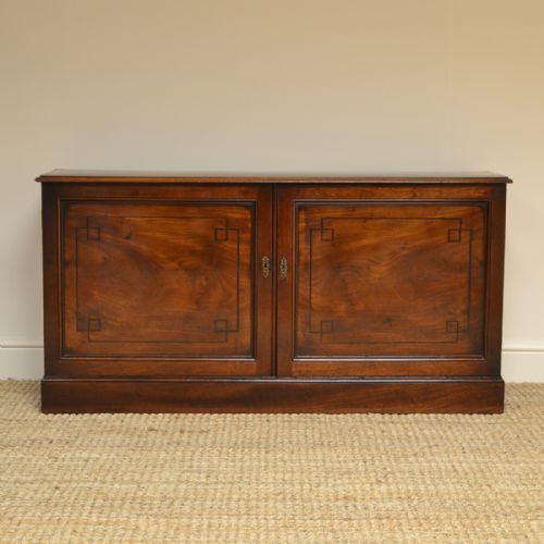 Slim Low Regency Mahogany Antique Cupboard