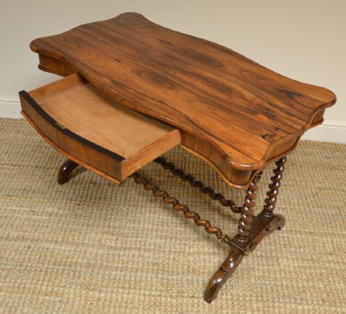 fig 2. Striking Victorian Rosewood Barley Twist Antique Writing Table