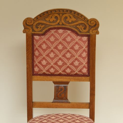 fig 1. Quality Set of Six Victorian Oak Antique Dining Chairs