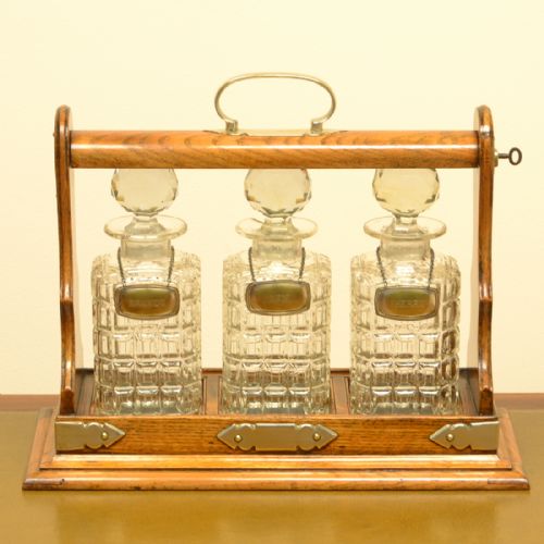 Quality Victorian Oak Antique Tantalus