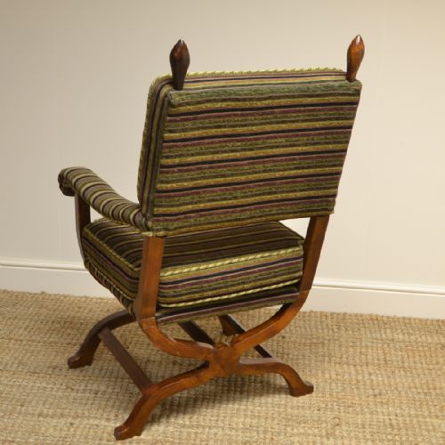 fig 2. Edwardian X Framed Upholstered Antique Armchair