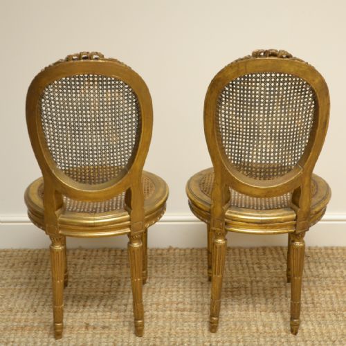 fig 2. Unusual Decorative Pair of Victorian Antique Gilt Side Chairs