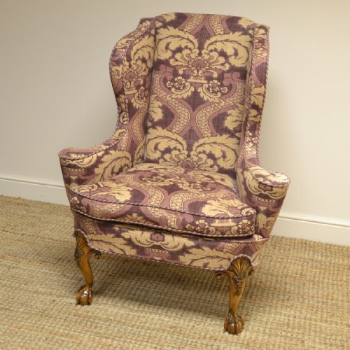 fig 1. Comfortable Tall Wing Back Edwardian Antique Arm Chair