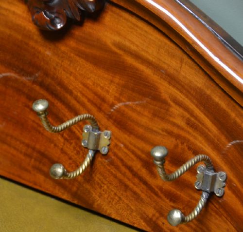fig 1. Victorian Brass Hooks on Beautifully Figured Mahogany Board