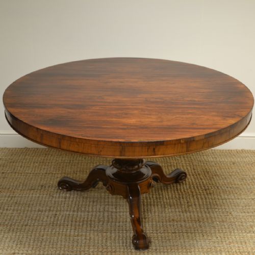 Outstanding Large Circular Victorian Rosewood Antique Dining Table