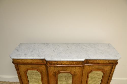 fig 1. Victorian Inlaid Figured Walnut Antique Break-Fronted Credenza