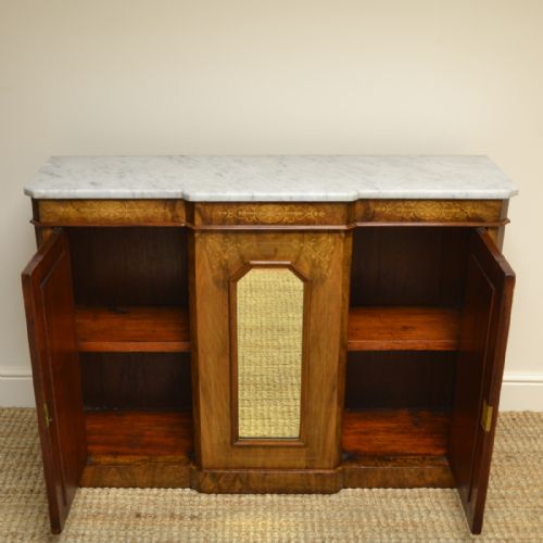 fig 2. Victorian Inlaid Figured Walnut Antique Break-Fronted Credenza