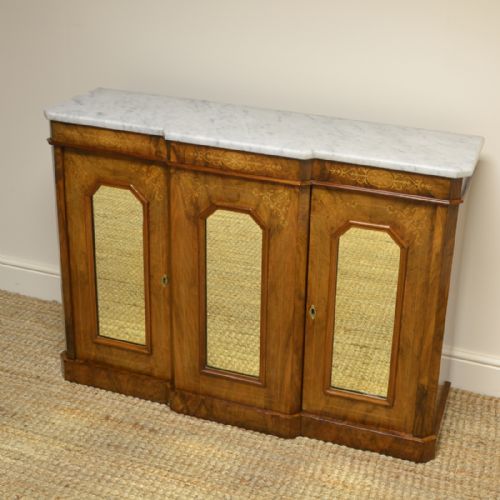 fig 3. Victorian Inlaid Figured Walnut Antique Break-Fronted Credenza