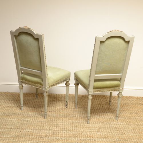 fig 1. Unusual Decorative Antique Pair Painted His & Hers Victorian Chairs