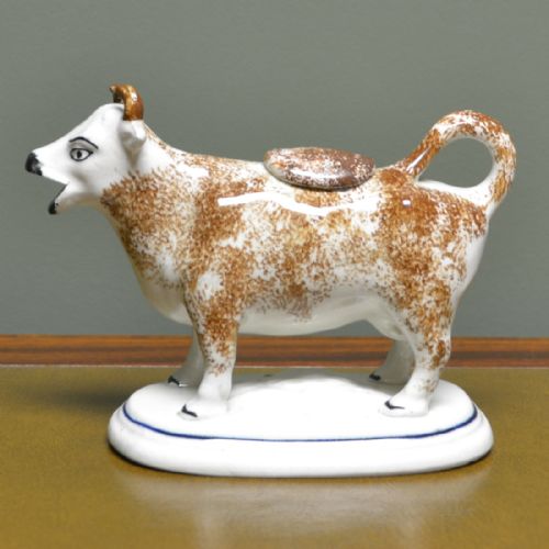 19th Century Brown Victorian Staffordshire Pottery Cow Creamer
