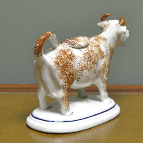 fig 1. 19th Century Brown Victorian Staffordshire Pottery Cow Creamer