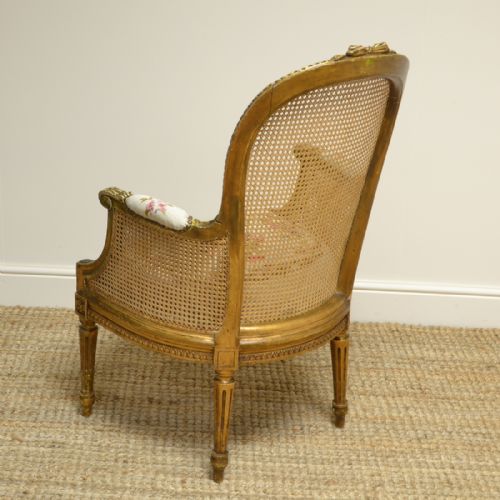 fig 1. Victorian Country House Gilt Caned Antique Bergere Arm Chair