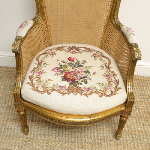 fig 3. Victorian Country House Gilt Caned Antique Bergere Arm Chair