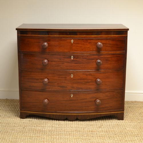 Stunning Regency Mahogany Antique Bow Fronted Inlaid Chest of Drawers