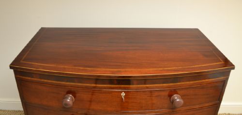 fig 2. Stunning Regency Mahogany Antique Bow Fronted Inlaid Chest of Drawers