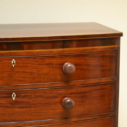 fig 3. Stunning Regency Mahogany Antique Bow Fronted Inlaid Chest of Drawers