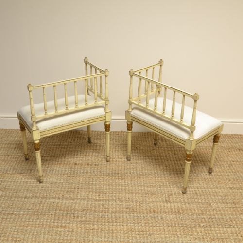 fig 1. Unusual Pair of Decorative 19th Century French Painted Antique Seats