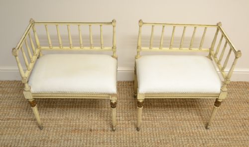 fig 3. Unusual Pair of Decorative 19th Century French Painted Antique Seats