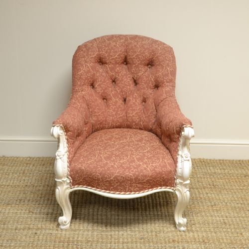 Victorian Painted Upholstered Antique Arm Chair