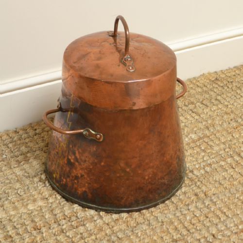 Unusual 19th Century Arts & Crafts Copper Antique Coal Bucket