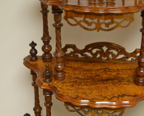 fig 1. Fine Quality Small Victorian Figured Walnut Antique What Not