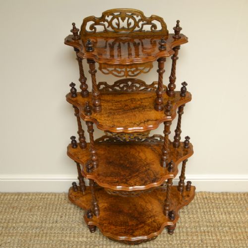 fig 3. Fine Quality Small Victorian Figured Walnut Antique What Not