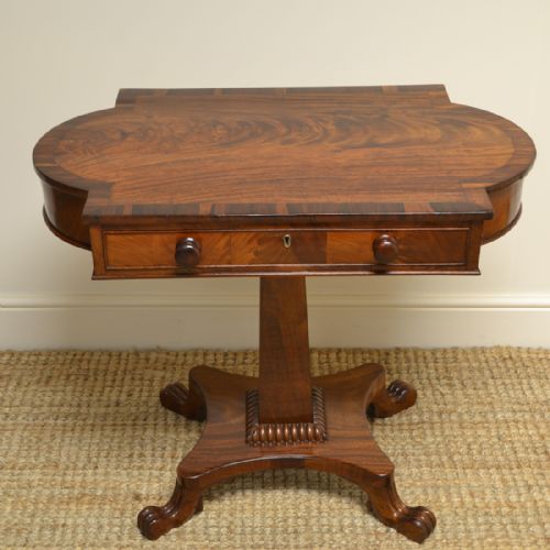 Quality Regency Figured Mahogany Antique Pedestal Antique Side Table