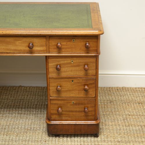 fig 3. Quality Victorian Mahogany Antique Pedestal Knee Hole Desk