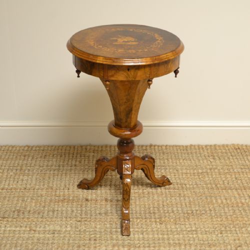 Fine Quality Victorian Figured Walnut Antique Work Box