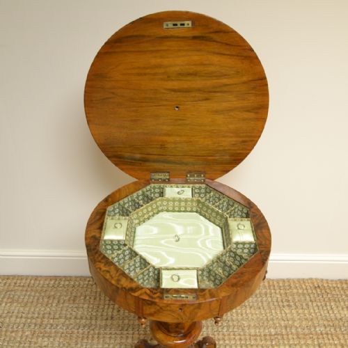 fig 2. Fine Quality Victorian Figured Walnut Antique Work Box