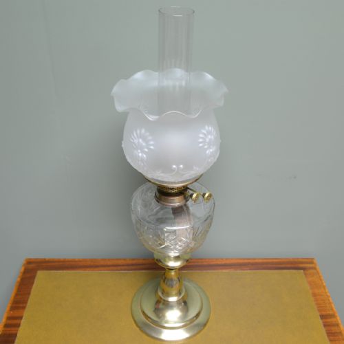 fig 1. Spectacular 19th Century Brass Antique Oil Lamp