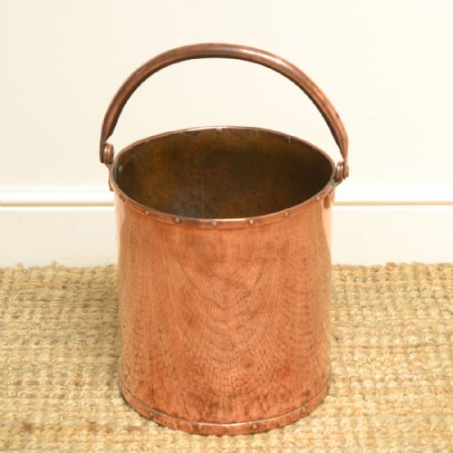 Spectacular 19th Century Victorian Arts & Crafts Antique Copper Coal Bucket