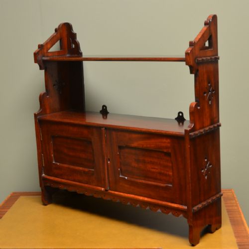 fig 2. Stunning Victorian Arts & Crafts Mahogany Antique Wall Cabinet