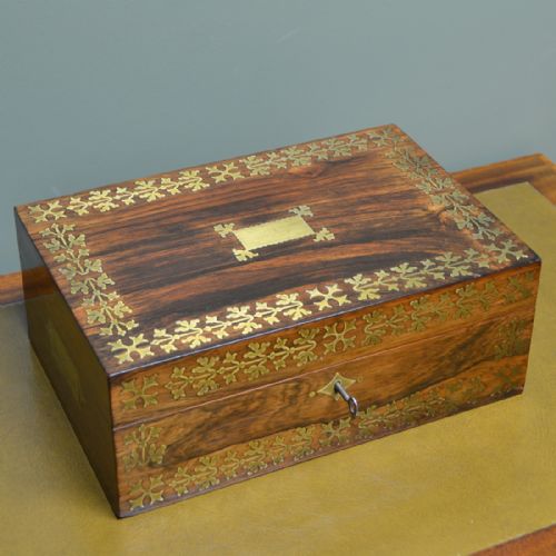 fig 1. Striking Regency Rosewood & Brass Inlaid Antique Box