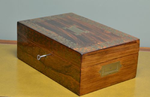 fig 2. Striking Regency Rosewood & Brass Inlaid Antique Box