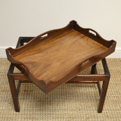 fig 1. Georgian Mahogany Tray Top Antique Coffee Table