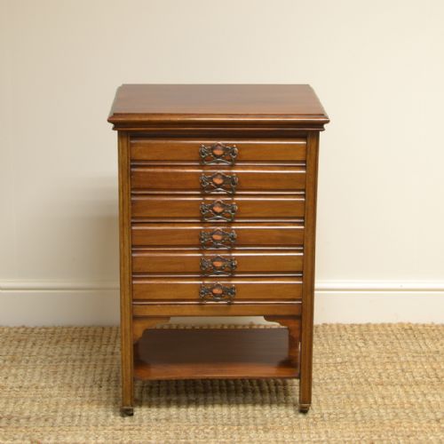 Edwardian Walnut Antique Music Cabinet