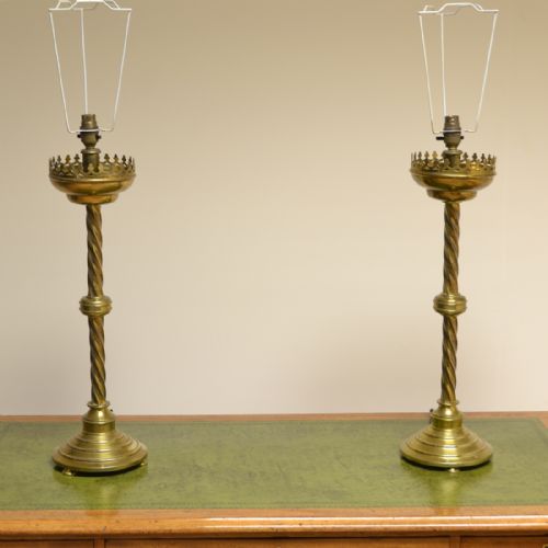 fig 1. Stunning Pair of Victorian Lamps with Shades