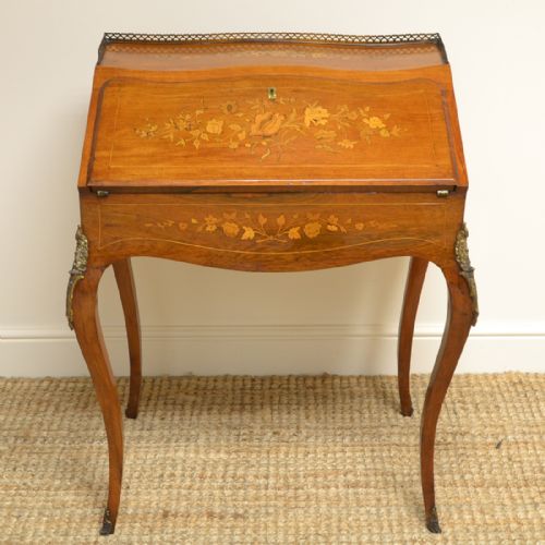 Quality 19th Century Inlaid Walnut Antique Bonheur Du Jour