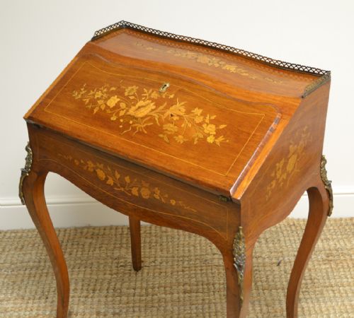fig 1. Quality 19th Century Inlaid Walnut Antique Bonheur Du Jour