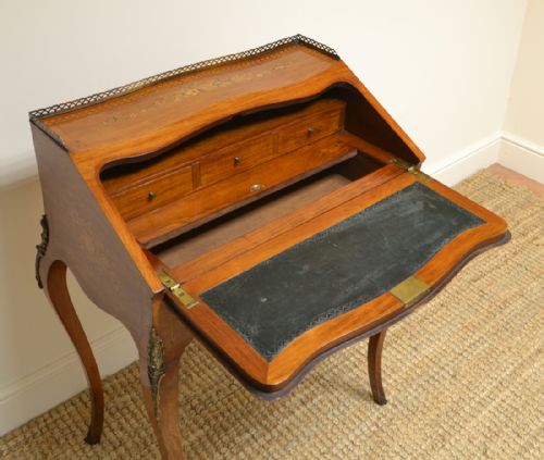 fig 3. Quality 19th Century Inlaid Walnut Antique Bonheur Du Jour