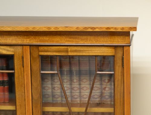 fig 3. Superb Quality Inlaid Edwardian Figured Mahogany Antique Bookcase