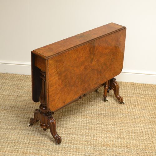 Striking Quality Figured Walnut Large Antique Victorian Sutherland Table