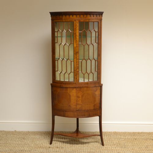 Spectacular Edwardian Mahogany Astragal Glazed Floor Standing Antique Corner Cabinet