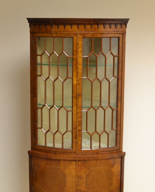 fig 3. Spectacular Edwardian Mahogany Astragal Glazed Floor Standing Antique Corner Cabinet