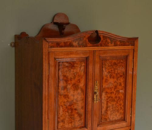fig 2. Unusual Quality Victorian Amboyna & Walnut Wall Hanging Antique Cabinet